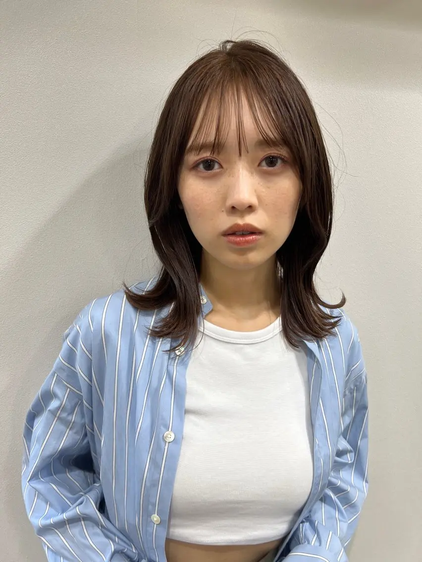 ミディアム カット ヘアカラー トリートメント 韓国風/髪質改善/ ナガヤアキラのヘアスタイル