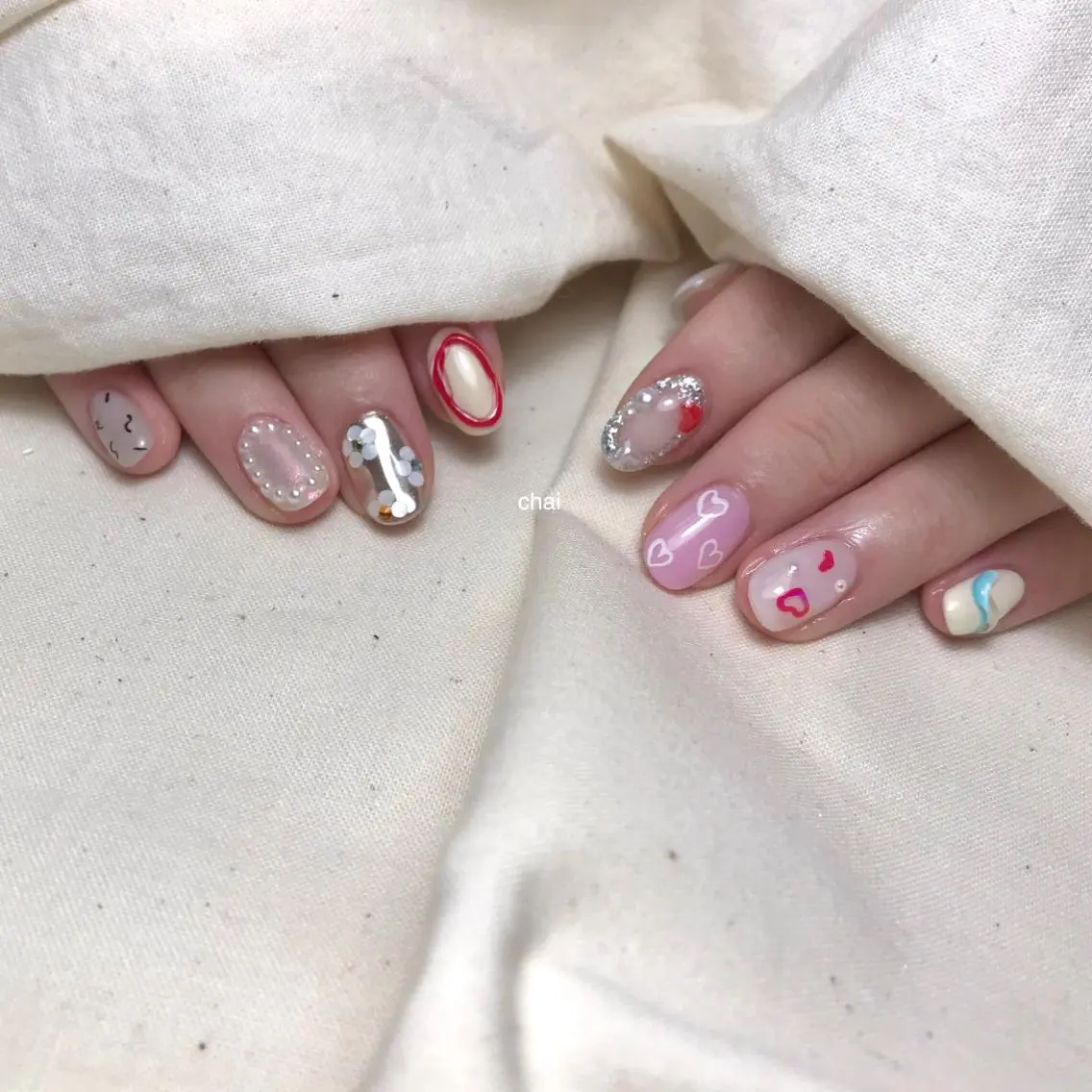 ネイル ハート ニュアンスネイル ハンドネイル chai nail _ai📍鶴橋/桃谷のネイルデザイン