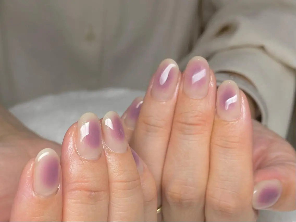 ネイル チークネイル パープル riri-nail Rie Endoのネイルデザイン