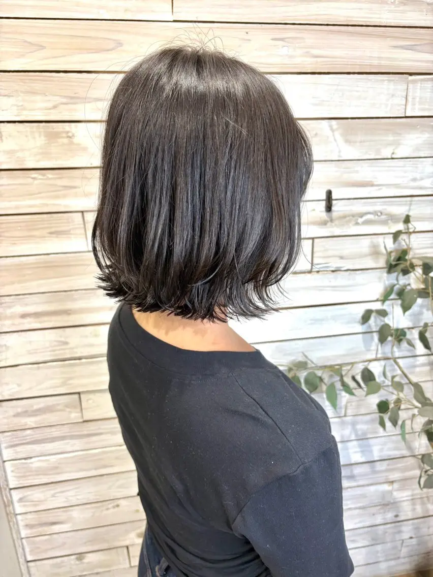 ミディアム 切りっぱなしボブ ボブ レイヤーカット カット ボブ指名多数◎ 田中夕子のヘアスタイル