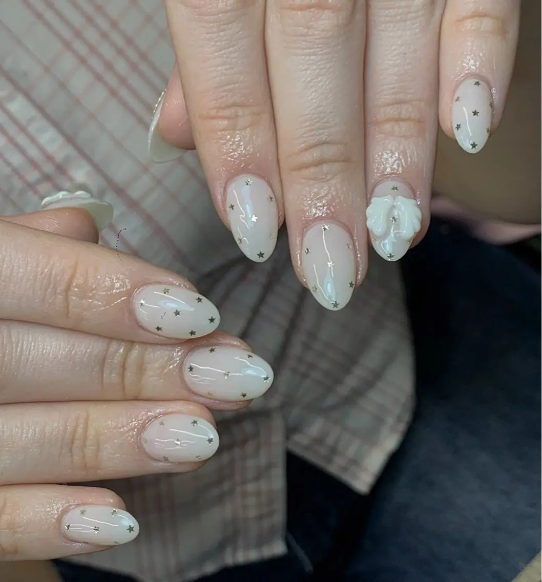ネイル 韓国ネイル 持ち込み ぷっくりネイル リボン シンプルネイル Iconic Nailのネイルデザイン