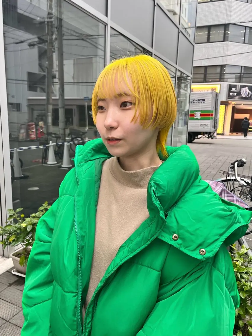 ショート カラー ブリーチ イエローカラー ショートヘア ウルフカット カット ヘアカラー ショート/パーマ/ カラー/FUKOのヘアスタイル