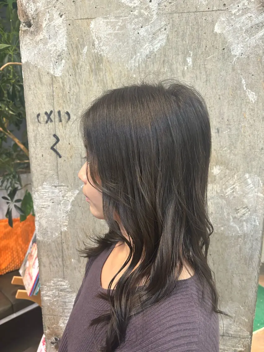 ロング カラー グレージュ ショートパーマ 🫧ちひろ🫧のヘアスタイル