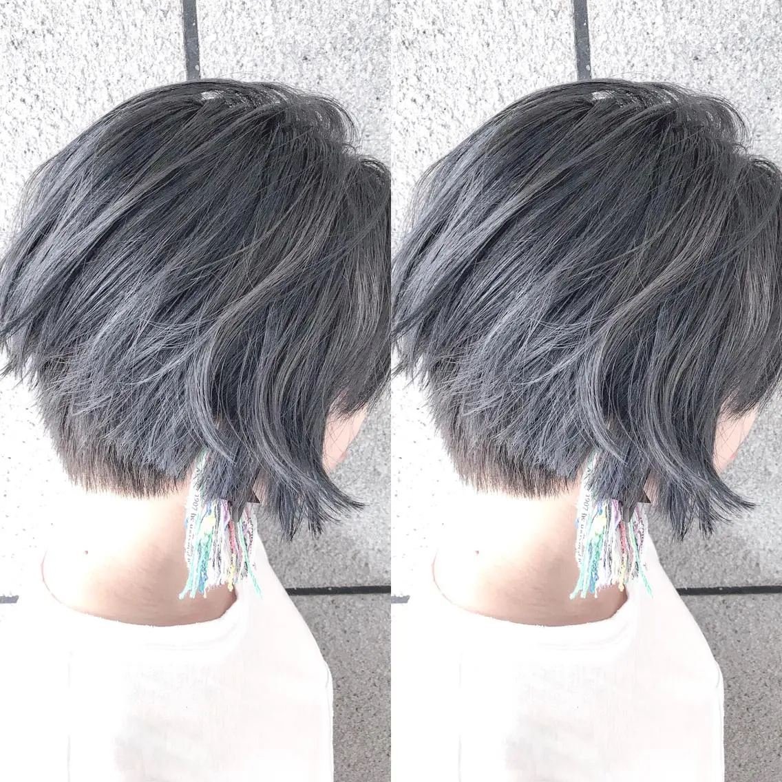 ショート カラー ブルーカラー ブルーグレー ブルーグレージュ グレージュ ヘアカラー BOX mico.のヘアスタイル