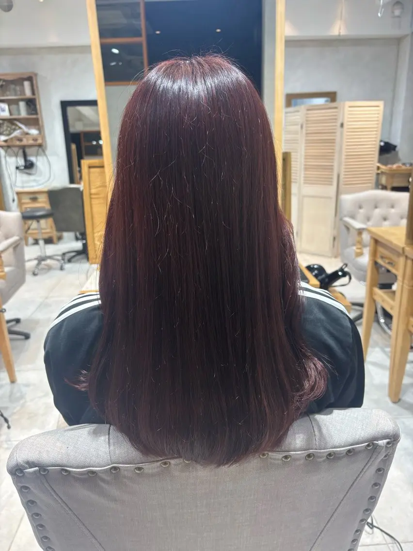 ロング ピンクブラウン カット 酒井 彩希のヘアスタイル