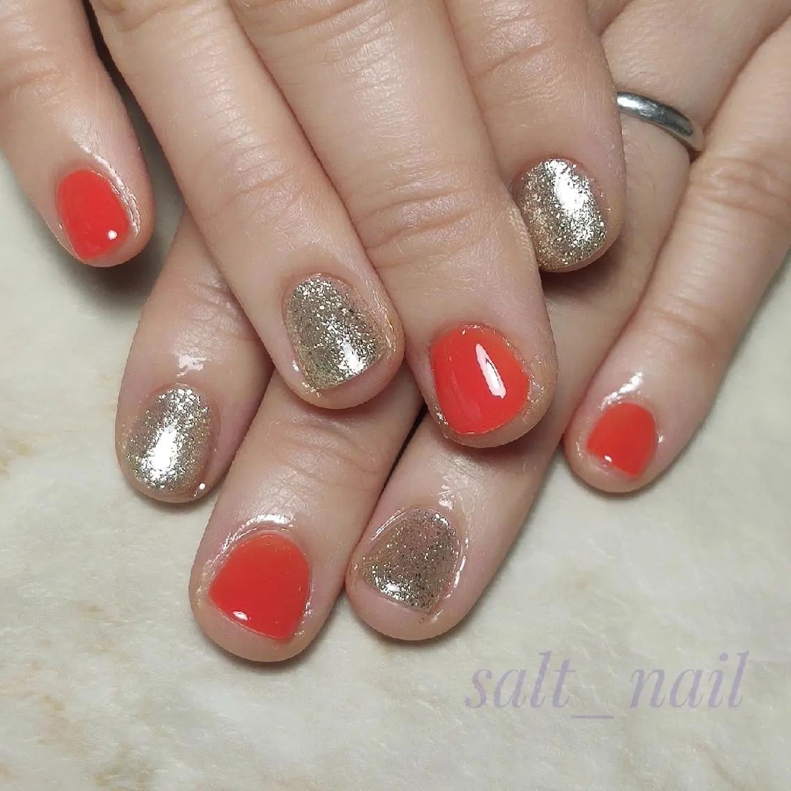 ネイル ラメ(グリッター) ハンドネイル 個人サロン saltnailのネイルデザイン