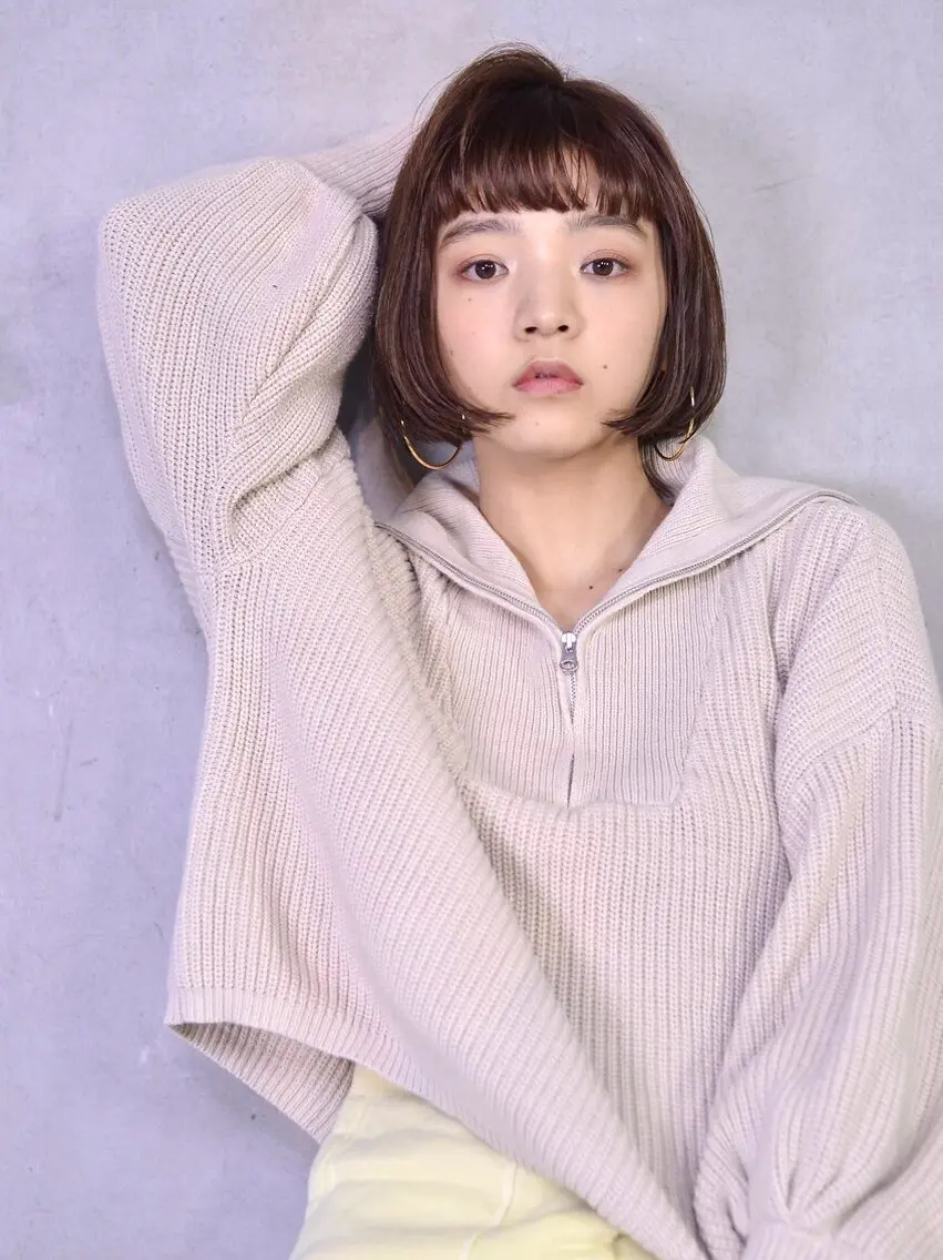 ミディアム カット ヘアカラー トリートメント 髪質改善/ヘアケア coiiはしもとはなのヘアスタイル