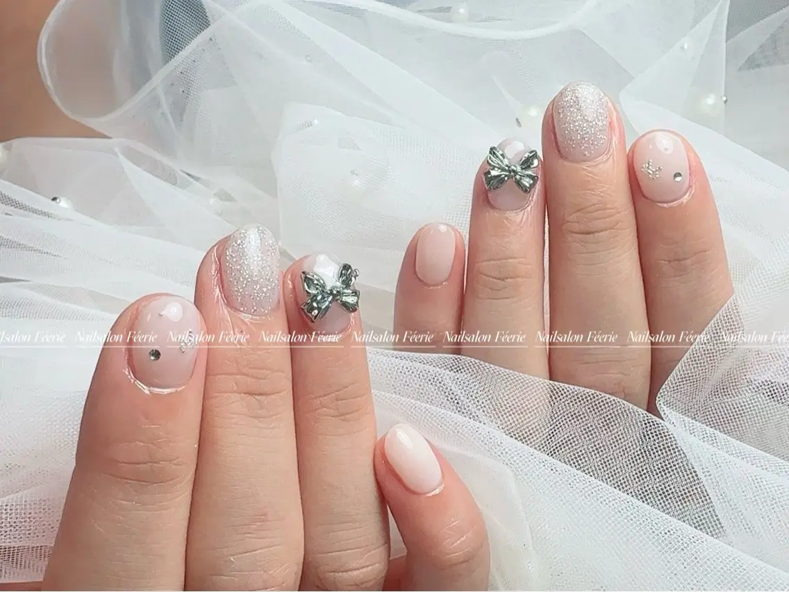 ネイル 成人式 長さ出し フットネイル フレンチネイル ジェルネイル ハンドネイル ハンドケア nail salon Feerieのネイルデザイン