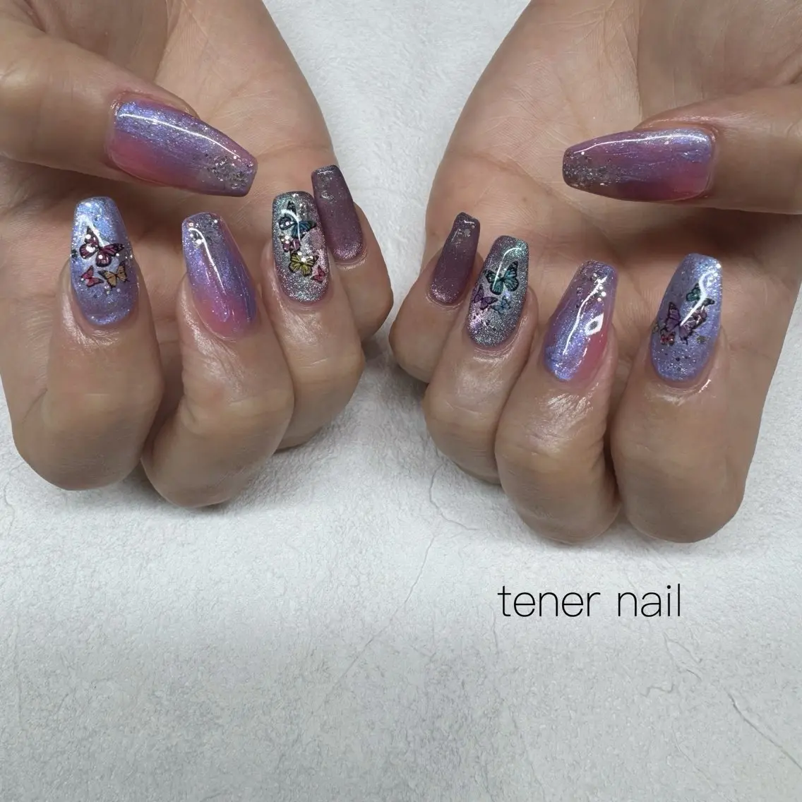 ネイル パープル ハンドネイル テネルネイル tener nailのネイルデザイン