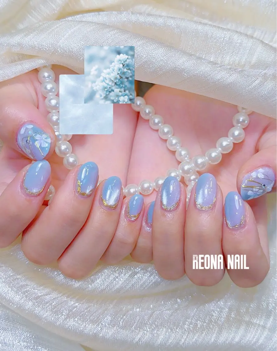 ネイル ジェルネイル ハート マグネットネイル ミラーネイル パラジェル Reona Nailのネイルデザイン