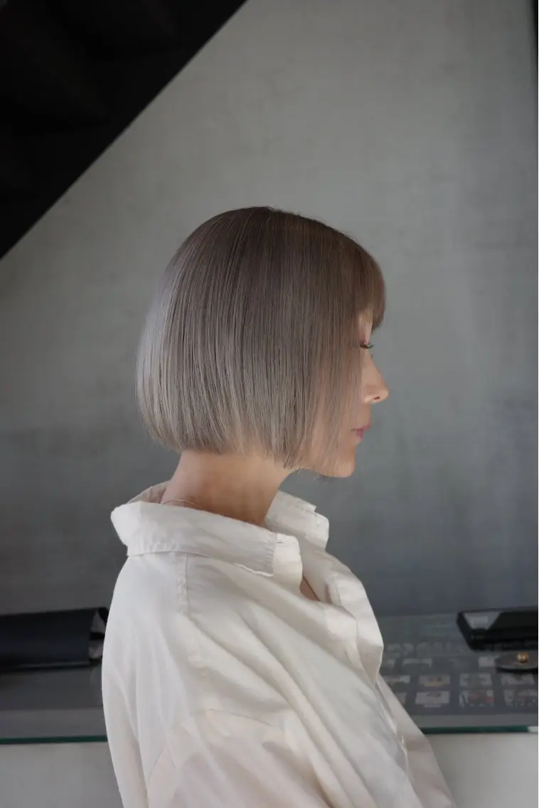 ミディアム カラー ベージュカラー ホワイトベージュ Tamoto Arumuのヘアスタイル