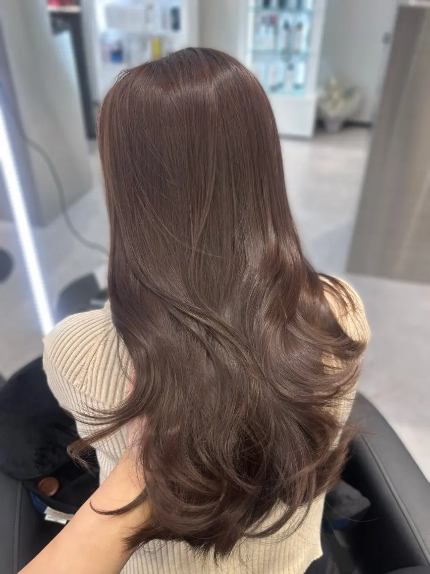 ロング カラー カット ヘアカラー トリートメント 心斎橋/ブリーチなし 髪質改善/レイヤーのヘアスタイル