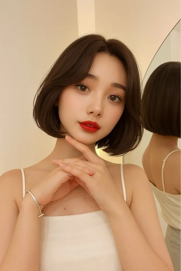 ショート ボブ タンバルモリ 韓国風ヘア カット ヘアカラー ボブ×縮毛矯正👑 心斎橋/高城涼也のヘアスタイル