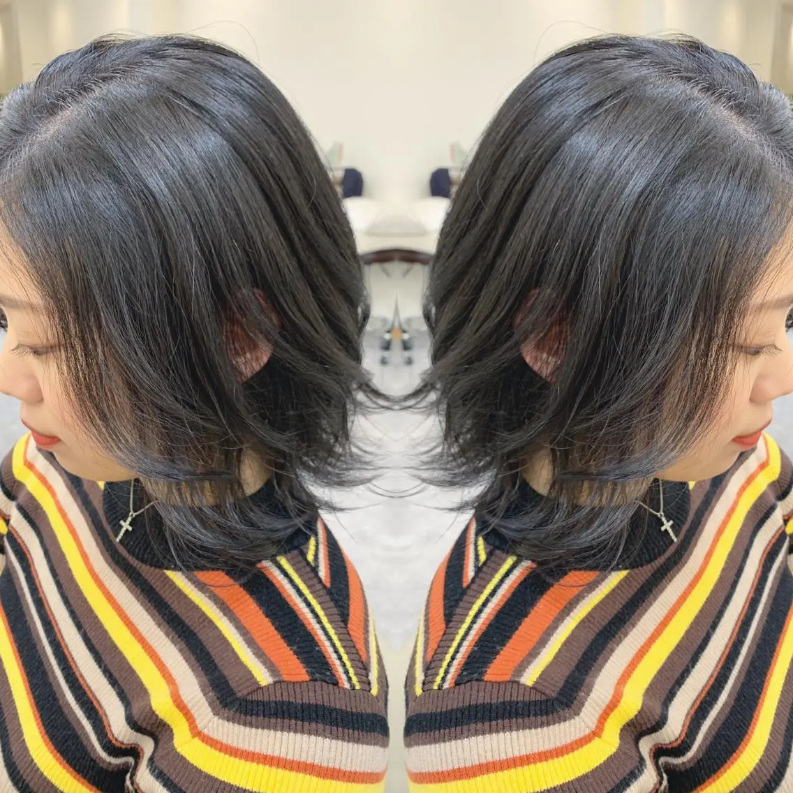ミディアム ボブ 外ハネヘア カット ヘアカラー H (エイチ) 烏丸御池店のヘアスタイル