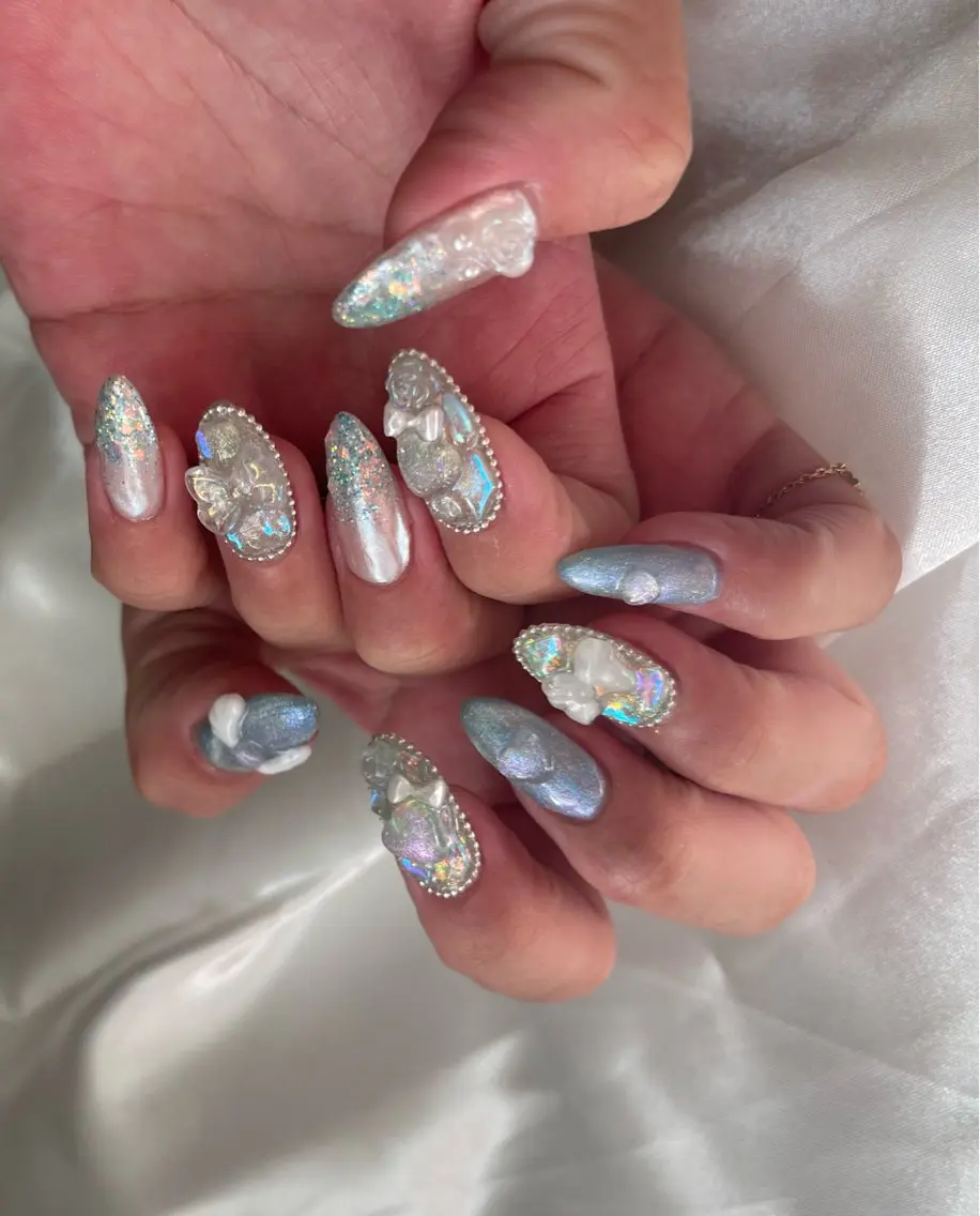 ネイル オーロラネイル 韓国ネイル ハンドネイル CREA nailsalonのネイルデザイン