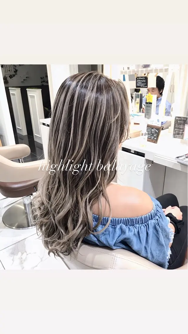 ロング カラー バレイヤージュ ベージュカラー 透明感カラー グレージュ ハイライトカラー ヘアカラー トリートメント 大宮/バレイヤージュ 髪質改善/澤田隆誠のヘアスタイル