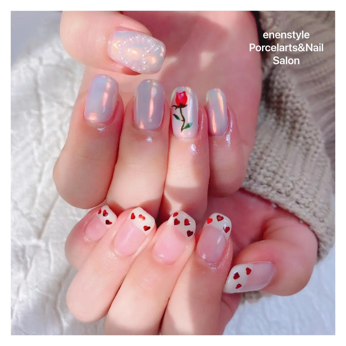 ミディアム ネイル ハンドネイル 🐾enen style 🐾のネイルデザイン