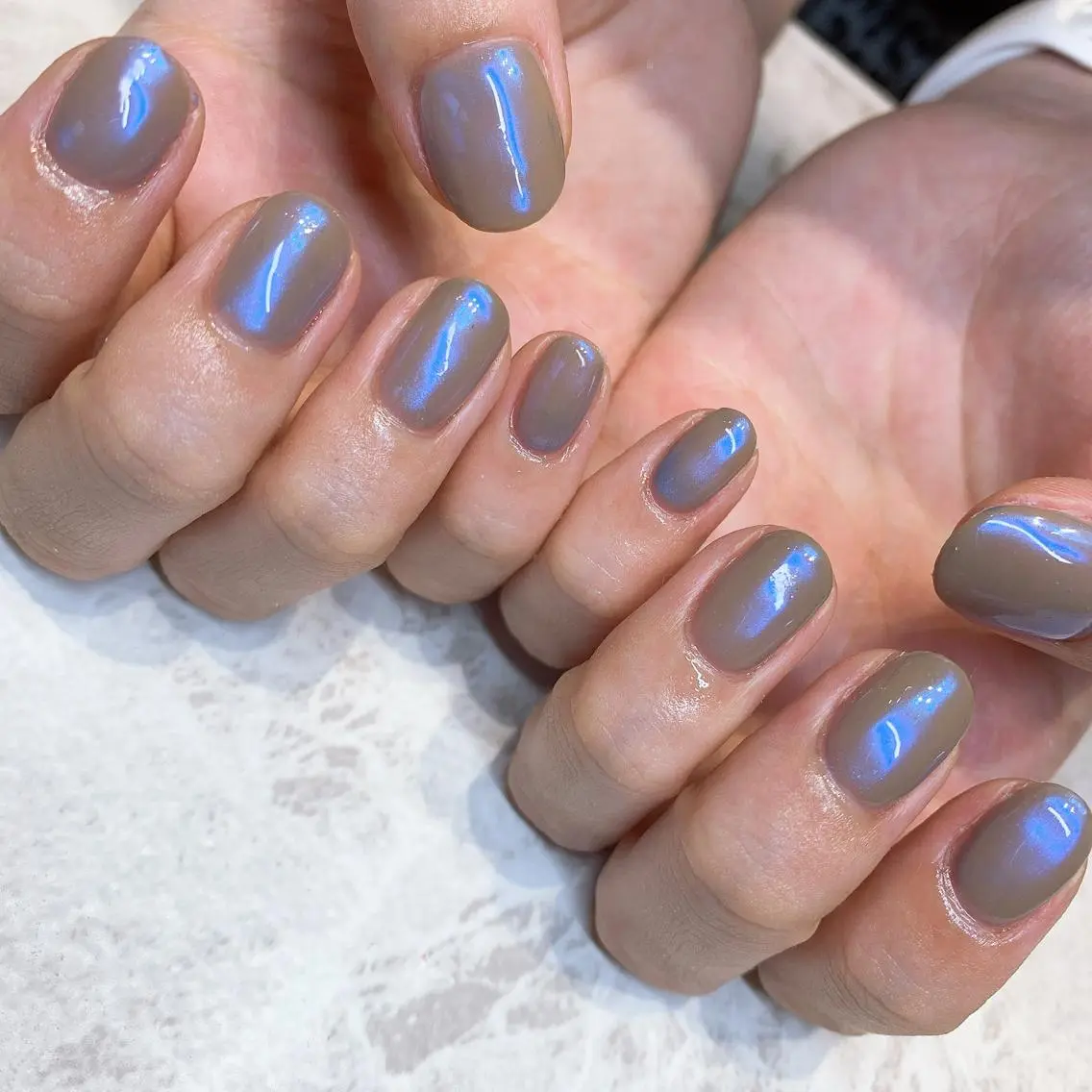 ネイル ブルー ミラーネイル K- nailのネイルデザイン