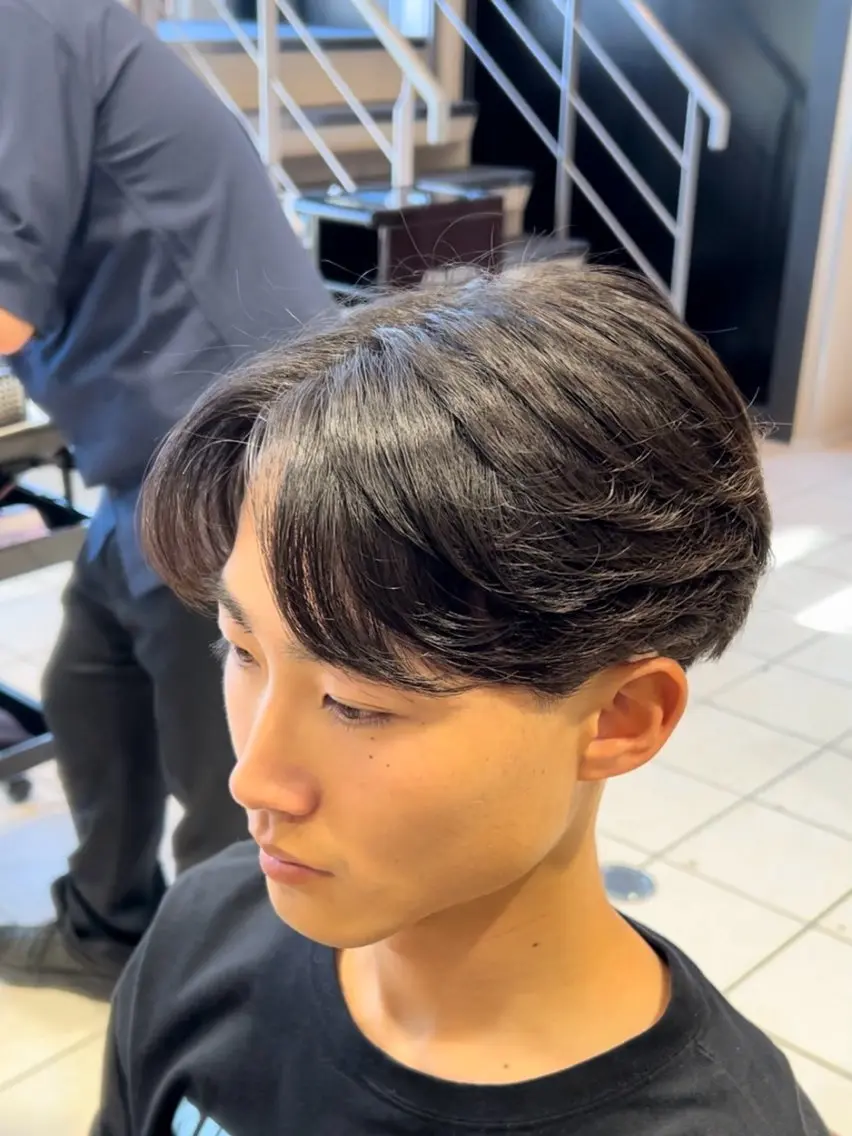 ミディアム パーマ メンズ 縮毛矯正 福井 太暉のヘアスタイル