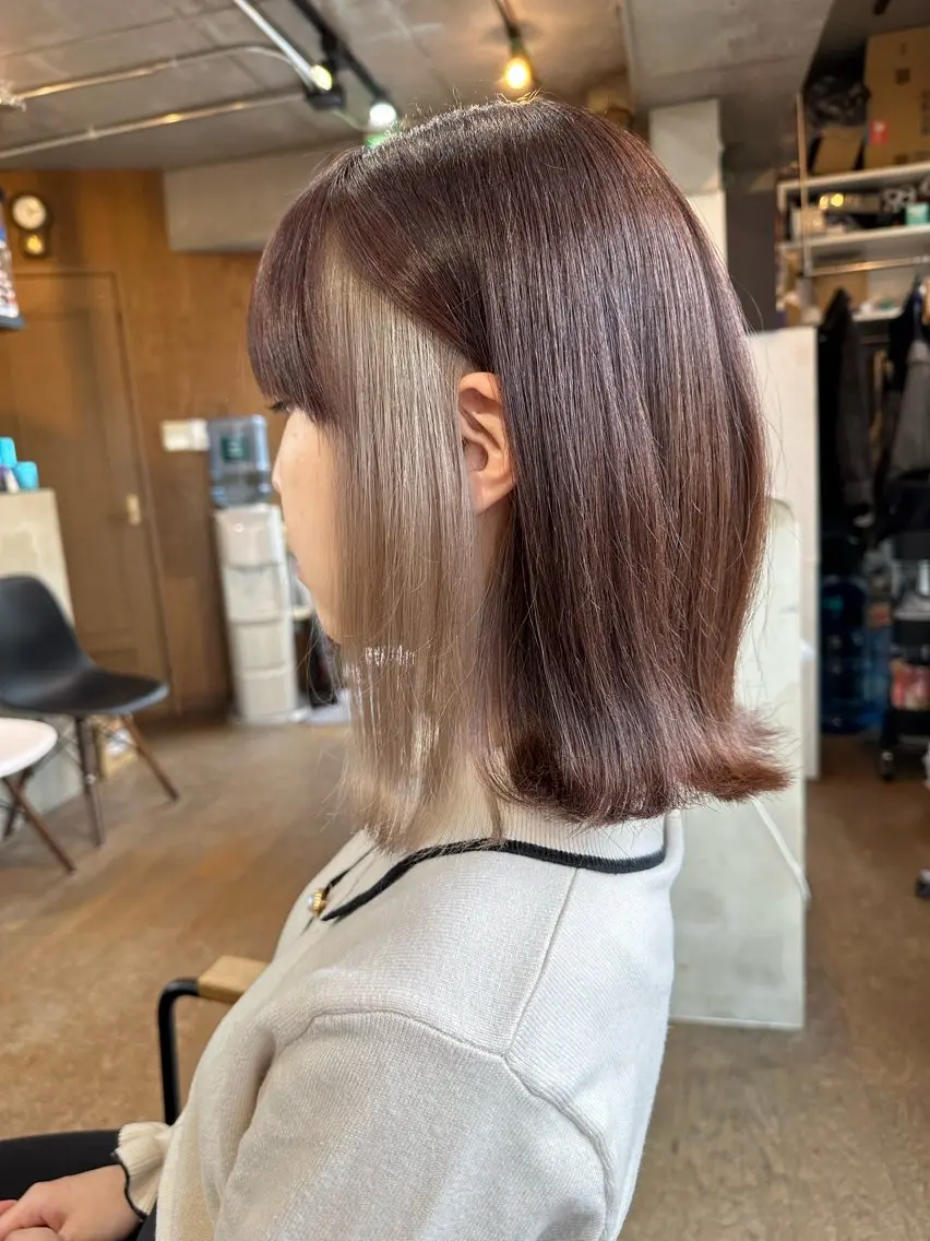 ミディアム カラー アディクシーカラー ブリーチ ケアブリーチ ダブルカラー イヤリングカラー DAIKIベージュ 🍂レイヤーカットのヘアスタイル