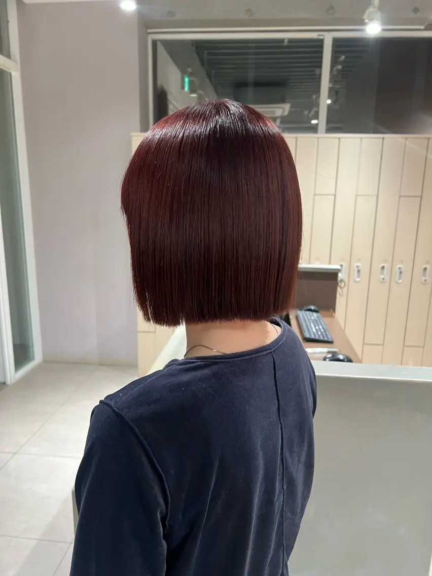 ミディアム カラー ボルドーカラー ヘアカラー トリートメント Unami _koharuのヘアスタイル