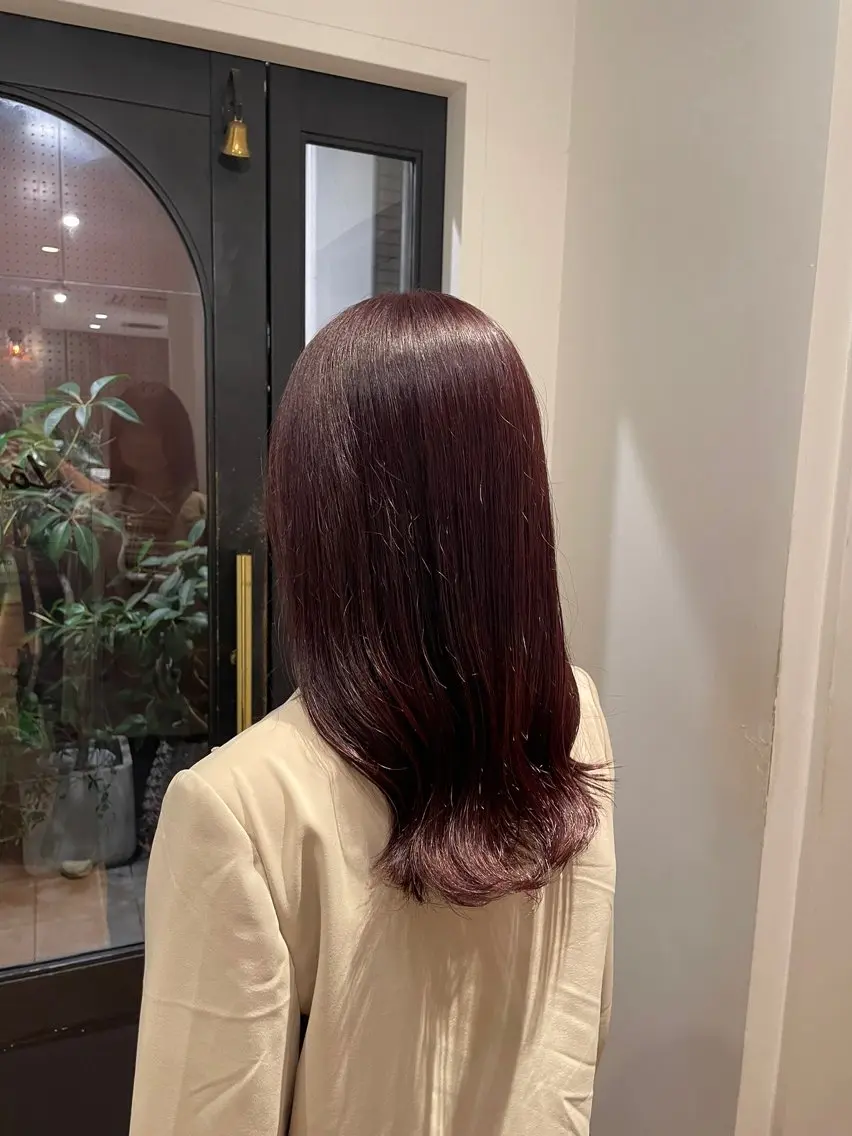 セミロング カラー パーマ セミロングパーマ 外ハネヘア ヒナ/酸性ストレート ・艶カラー🌿のヘアスタイル