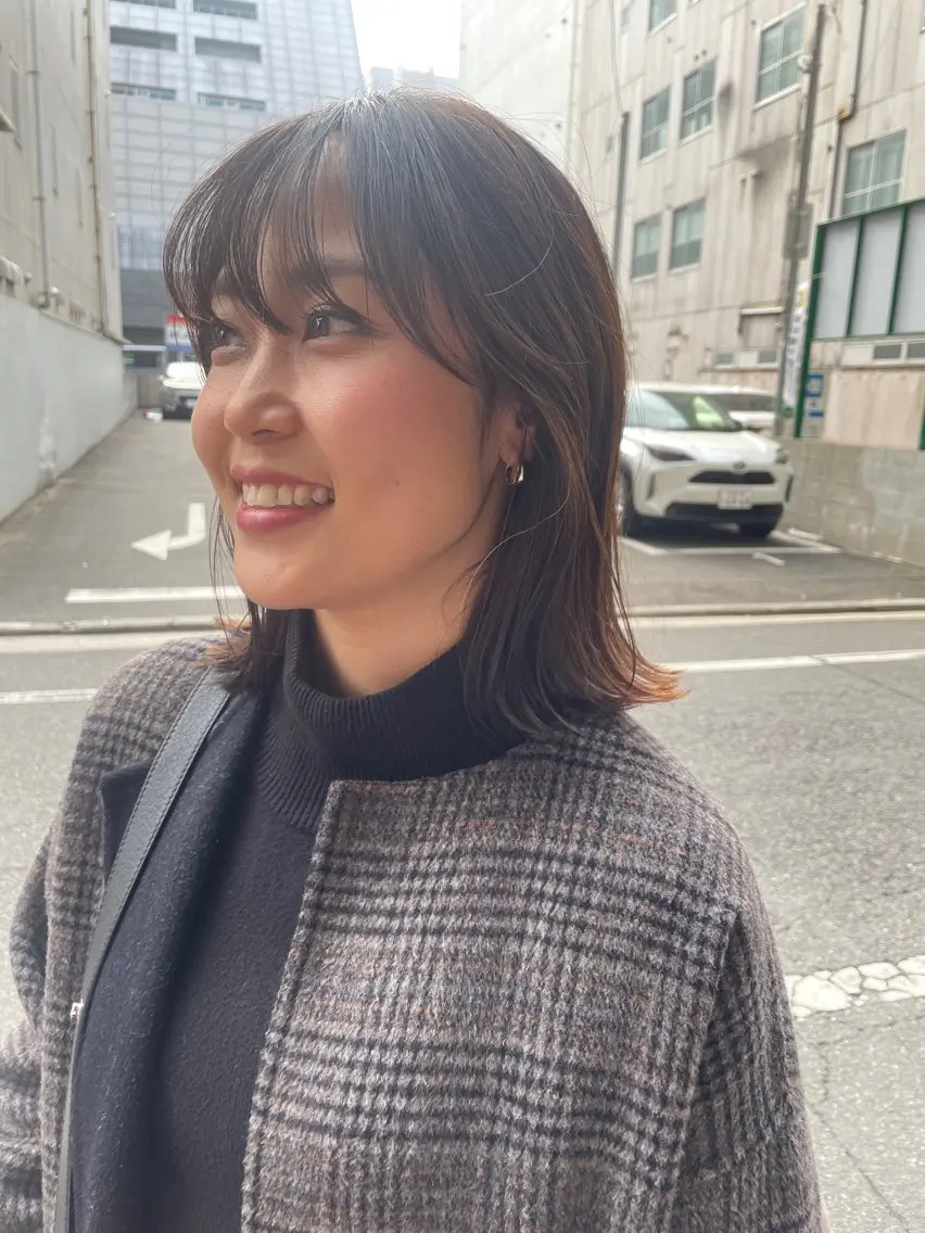 ミディアム 顔周りカット カット ヘアカラー トリートメント ayane⭐️ボブ・ ショート・パーマのヘアスタイル