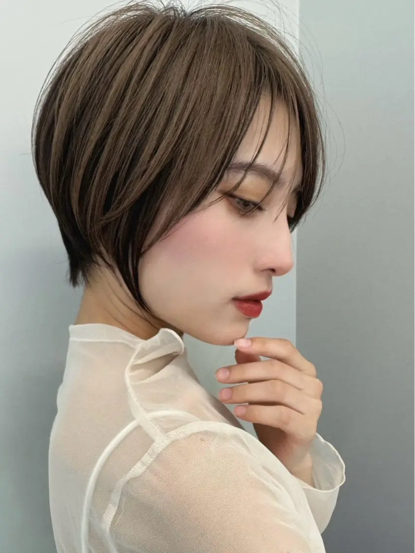 ショート ボブ くびれヘア 顔周りカット ハイライト 韓国風ヘア レイヤーカット🎀× 韓国風🇰🇷正源のヘアスタイル