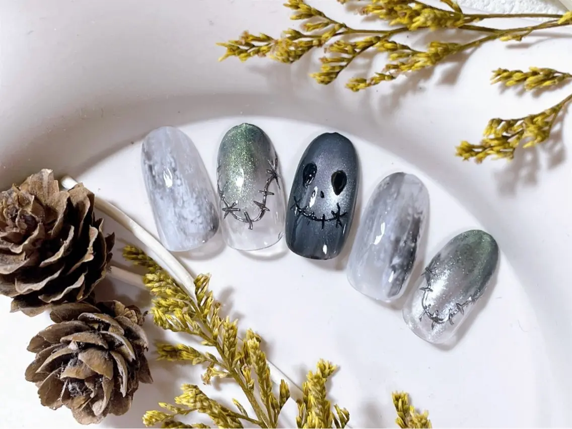 ネイル ジェルネイル ハロウィン オフィスネイル パラジェル ハンドネイル kiki nail &brow二子玉川のネイルデザイン