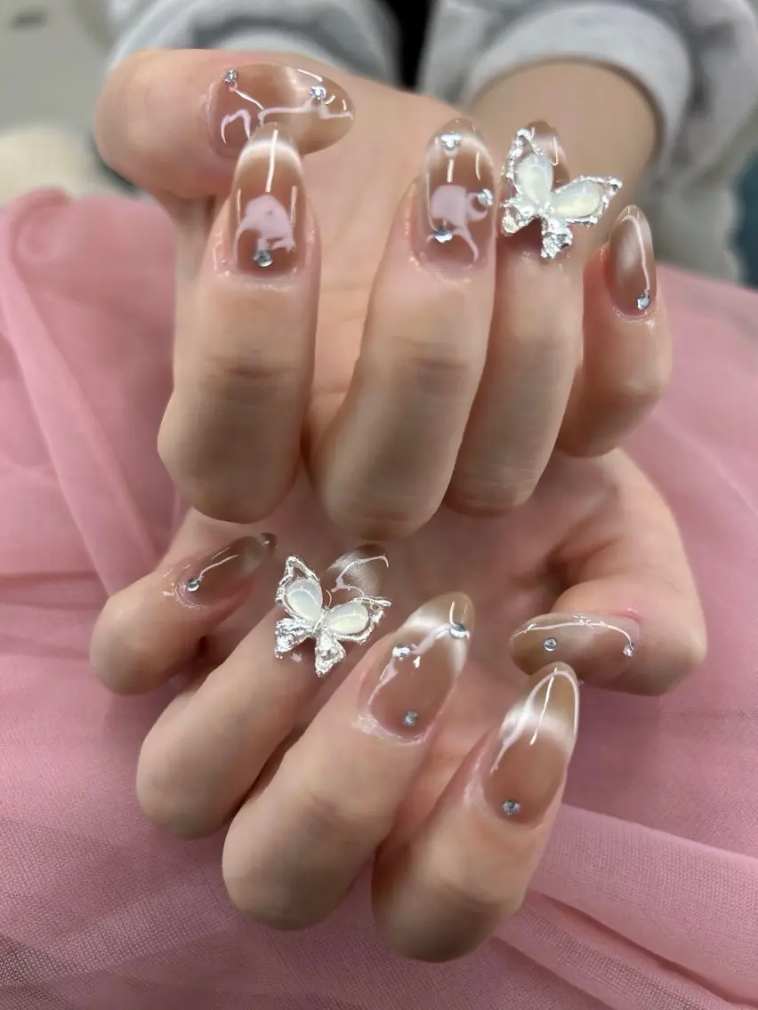 ネイル フレンチネイル マグネットネイル ワンホンネイル ❀pom nail❀ aya.のネイルデザイン