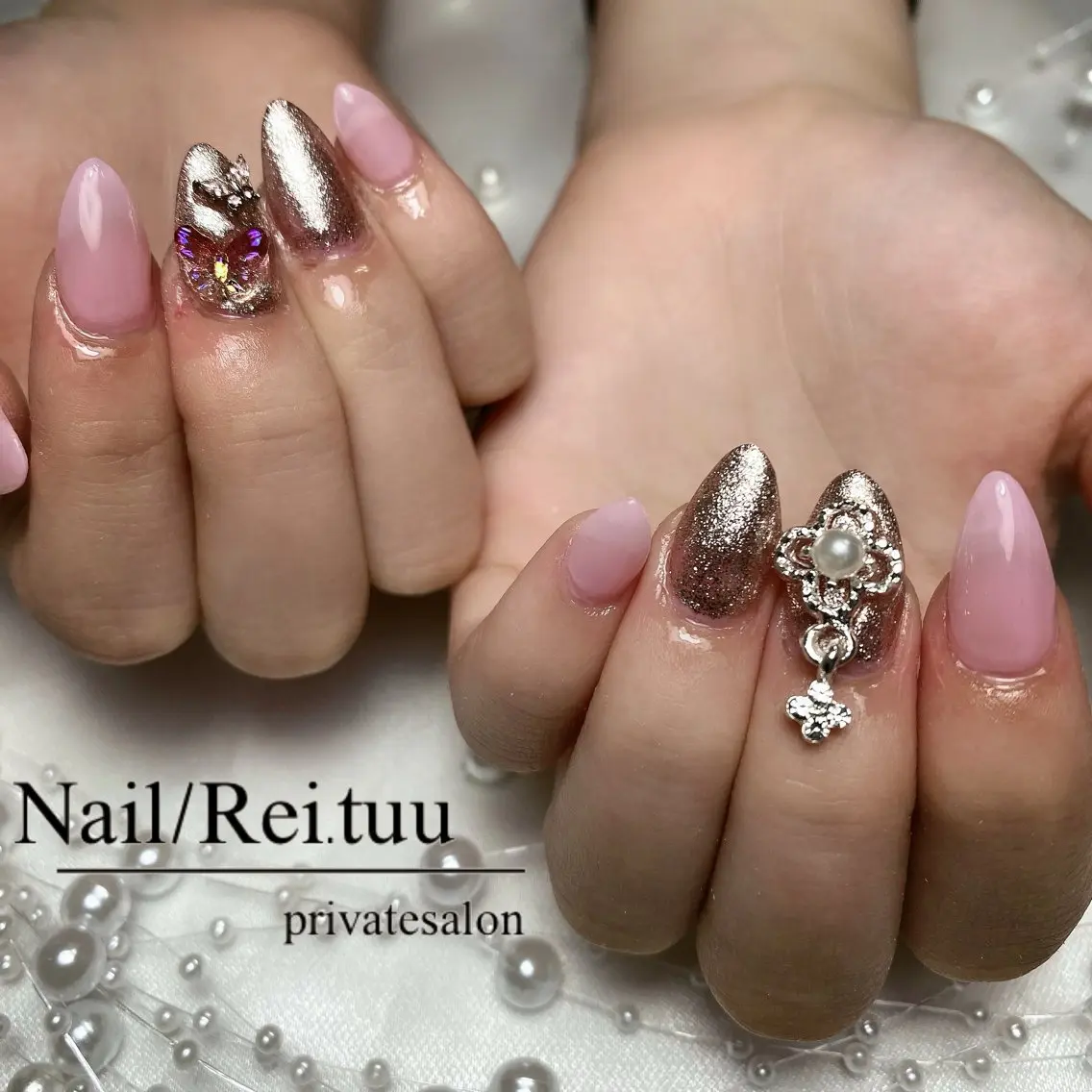 ネイル チークネイル フラッシュネイル フットネイル フレンチネイル グラデーション Nailsalon / Rei.tuuのネイルデザイン