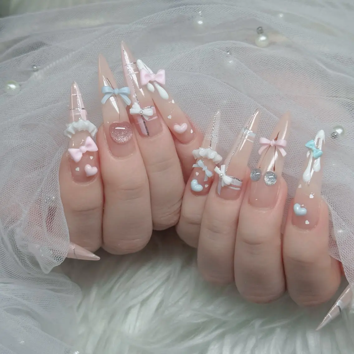 ネイル フットネイル フレンチネイル グラデーション 韓国ネイル ロングネイル ハンドネイル Hani Nail Salonのネイルデザイン