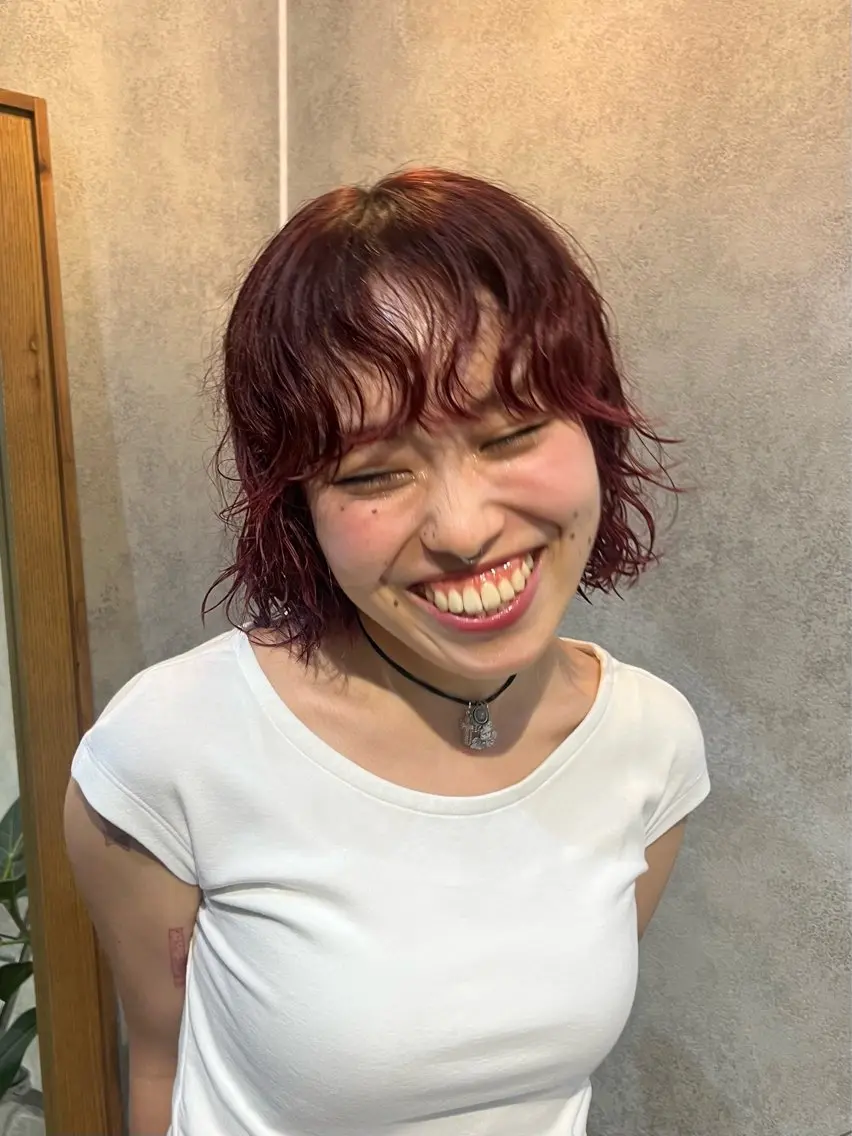 ショート パーマ カット ヘアカラー トリートメント 暖色カラー/パラッと Bob/モエのヘアスタイル