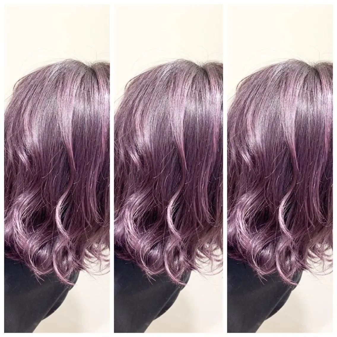ミディアム カラー パープルカラー ヘアカラー トリートメント 💓シールエクステ ルミエールのヘアスタイル