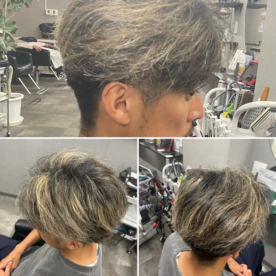 カラー メンズ センターパート メンズハイライト メンズメッシュ マッシュ ハイライトカラー 🌹ミラクル美容師 🌹ブリーチ✨くっぽのヘアスタイル