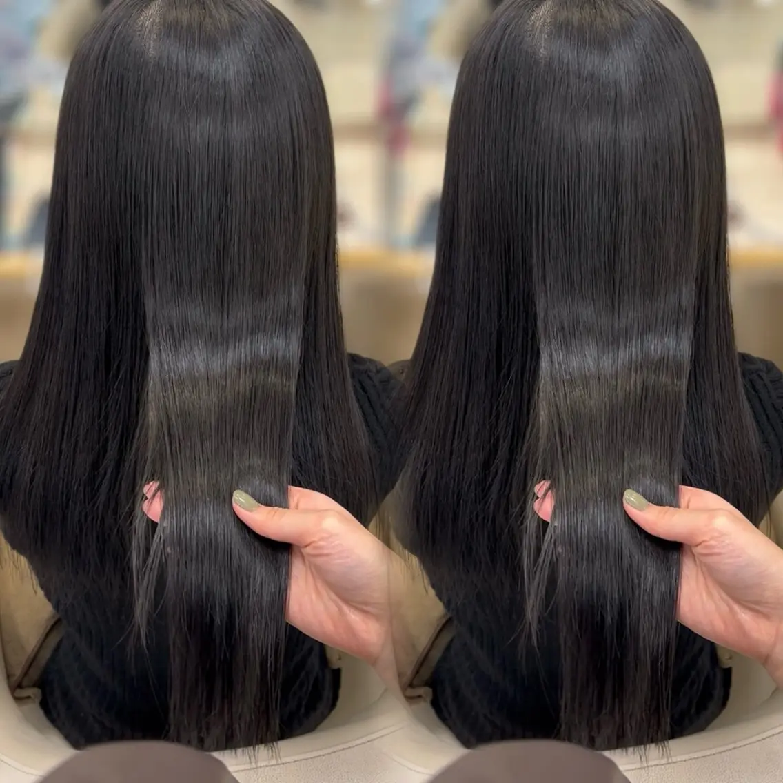 ロング カラー カット ヘアカラー トリートメント ヘッドスパ ヘアセット ベージュ/つや髪/ レイヤー／ゆいなのヘアスタイル