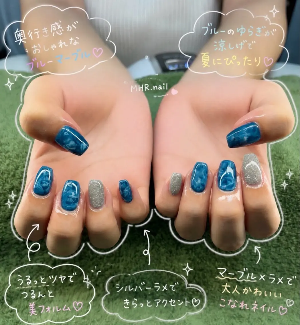 ネイル 大理石ネイル(マーブル) ハンドネイル フットネイル MHR nailのネイルデザイン