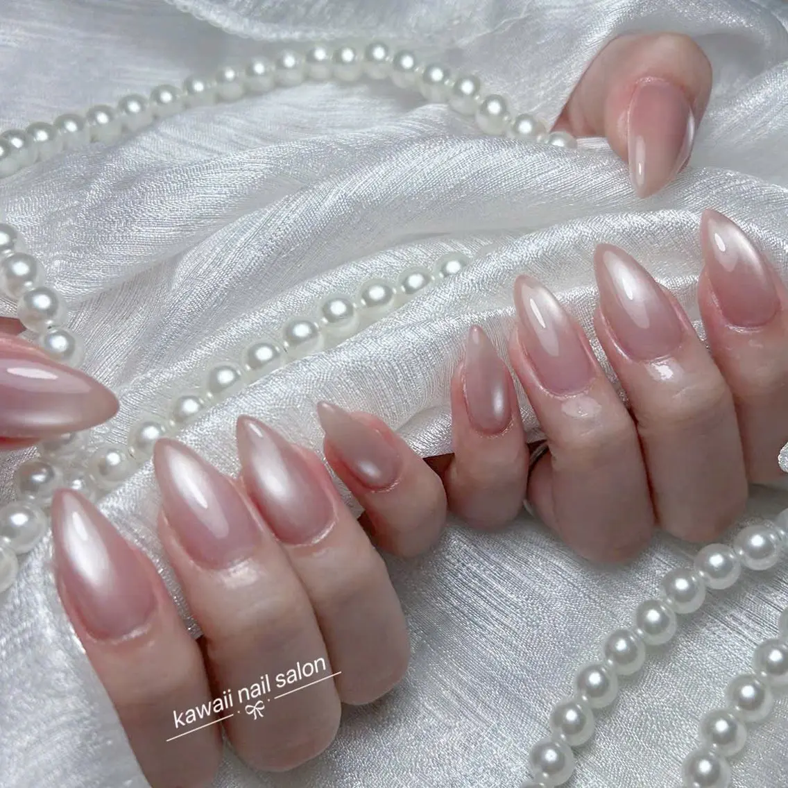 ネイル チークネイル ドット フレンチネイル 韓国ネイル レース Kawaii _Nailのネイルデザイン