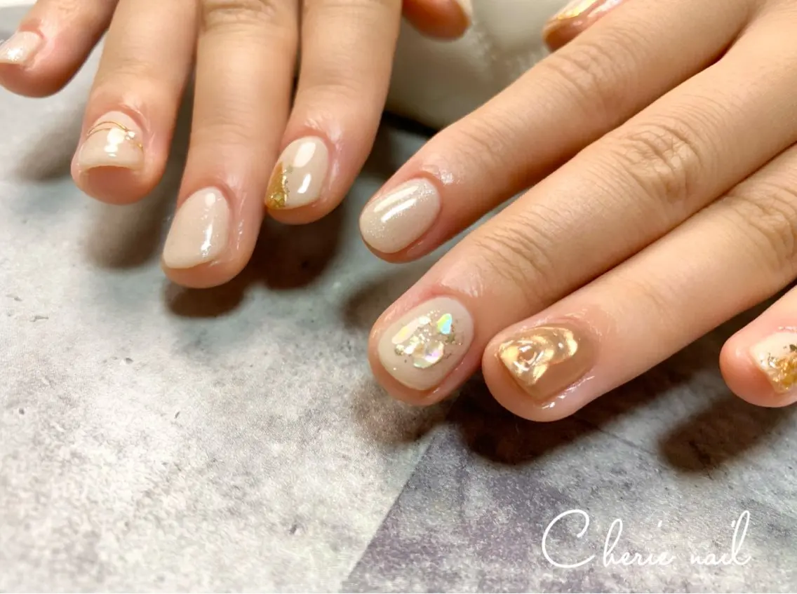 ネイル ジェルネイル ミラーネイル ニュアンスネイル ハンドネイル Cherienail yunaのネイルデザイン