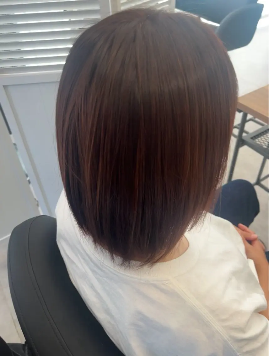 ショート ピンクブラウン 縮毛矯正 星 希愛のヘアスタイル