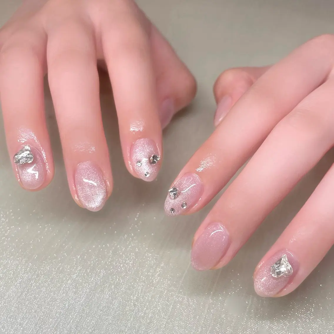 ネイル 長さ出し ハート ハンドネイル Nailist suzuのネイルデザイン