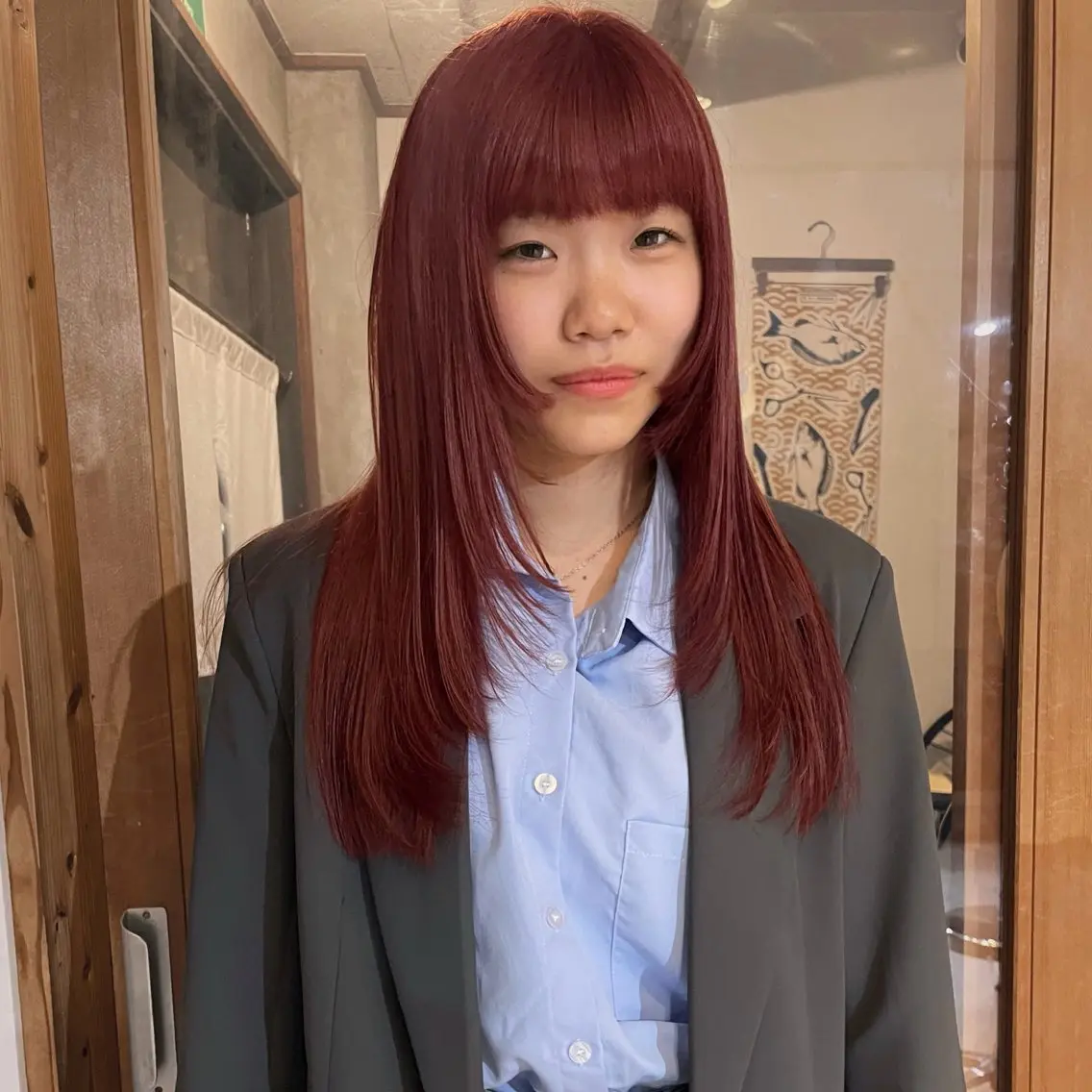 ロング レッドブラウン 中村 功樹のヘアスタイル