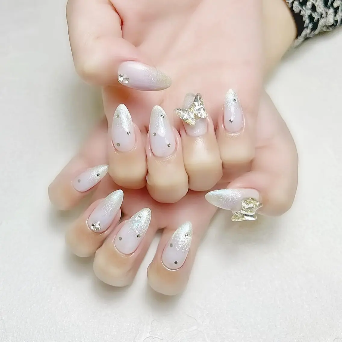 ネイル ブルー チークネイル マグネットネイル ワンホンネイル rouse nail RISATOのネイルデザイン