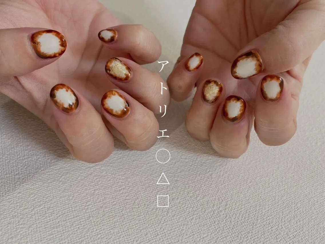 ネイル べっ甲ネイル ハンドネイル アトリエ ○△□のネイルデザイン
