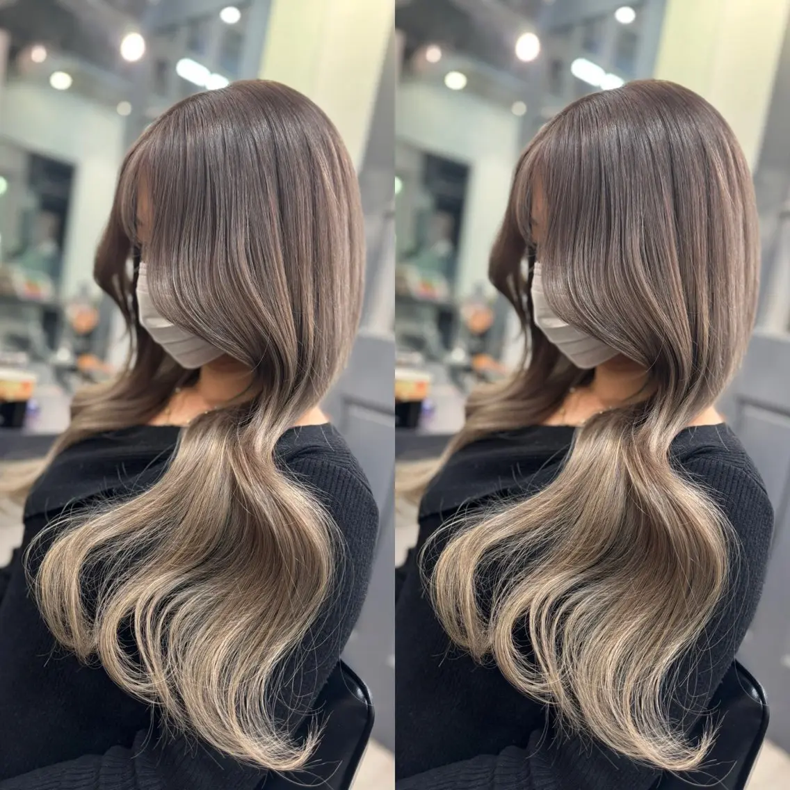 ロング バレイヤージュ ボブ🌈ナツヤのヘアスタイル