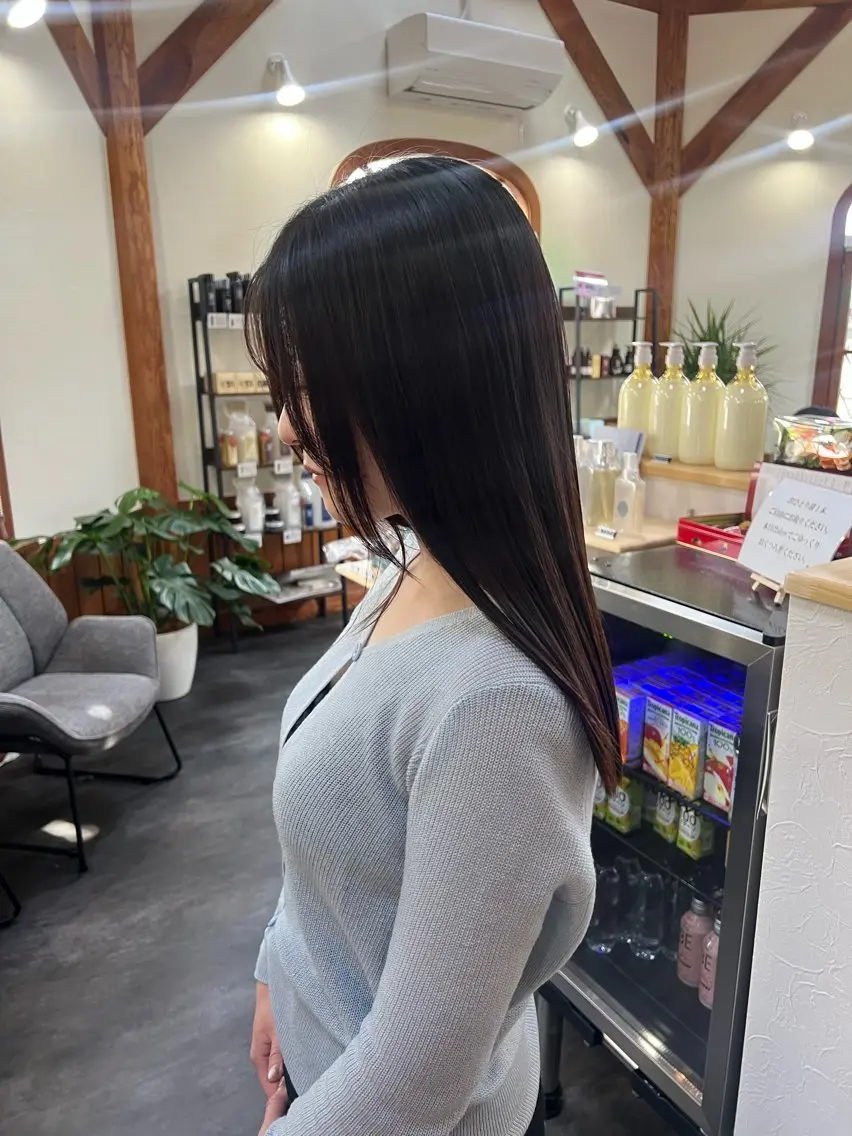ロング カット 縮毛矯正 名取 純平のヘアスタイル