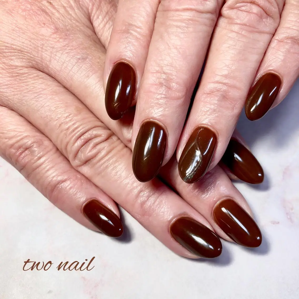 ネイル アートネイル ブラウン フットネイル ハート ニュアンスネイル ハンドネイル two nailのネイルデザイン