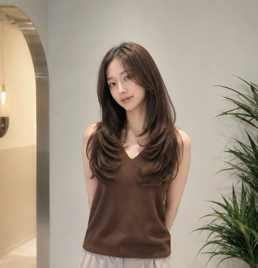 🉐【1日1名限定】カット+艶カラー+premium treatment〈レイヤー／顔り／韓国〉の写真