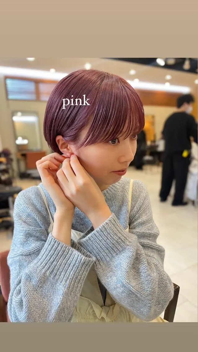 ショート カラー ブリーチ ブラウンカラー ピンクカラー ピンクブラウン ショートヘア 顔まわり🥨レイヤー /透明感/水口舞奈のヘアスタイル