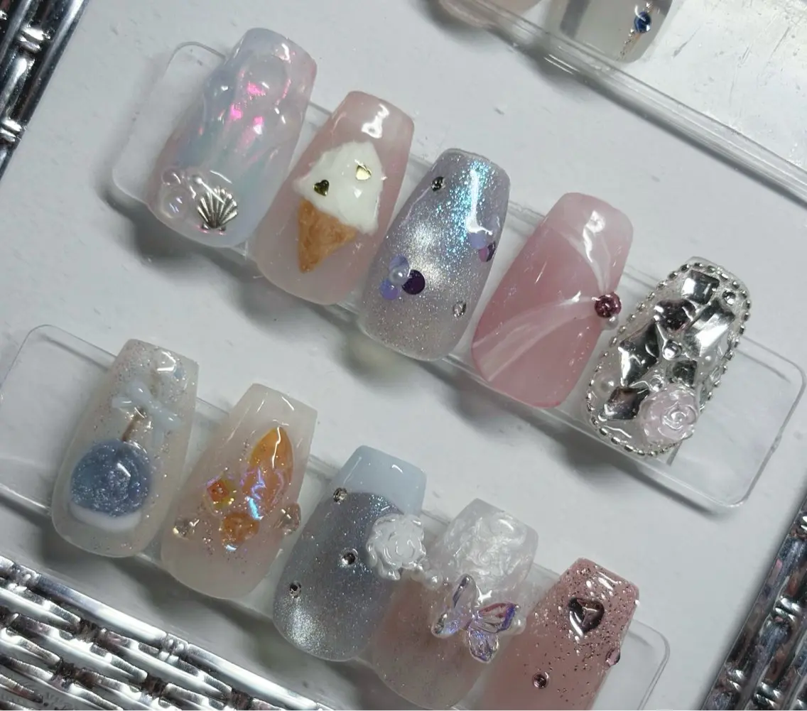 ネイル アートネイル 持ち込み 春ネイル ハンドネイル kaho  🧸🎀 RiLionのネイルデザイン